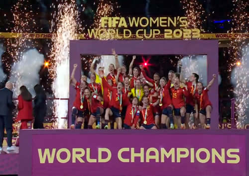Celebración de España campeona del mundo de futbol femenino